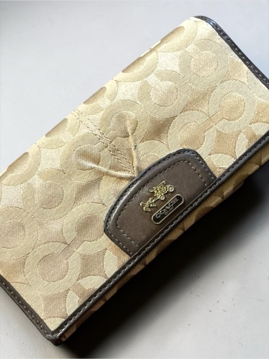 Coach Handbags - Coach Madison OP Art Signature Sateen Slim Envelope Wallet Brown Beige